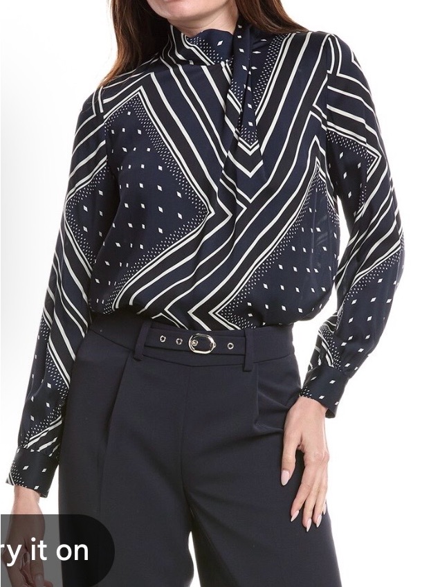 New Elie Tahari Jaden Crossover Neck Silk Blend Top Size M Nwt — image 4 of 6